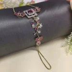 Pink Cubic Zirconia Floral Hand Harness Bracelet