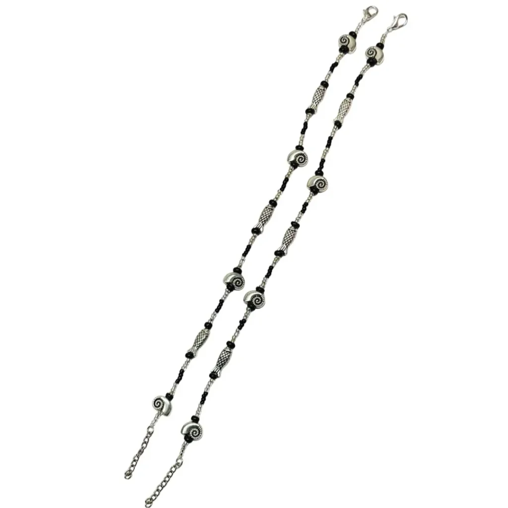 Handcrafted Black & White Beaded Anklet