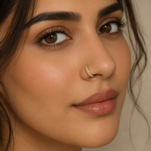 Gold Tone Cubic Zirconia Nose Ring & Ear Cuff