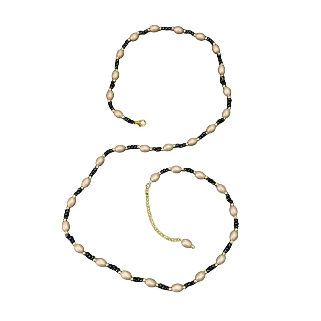 Classic Black & Rose Gold Beads Waist Chain