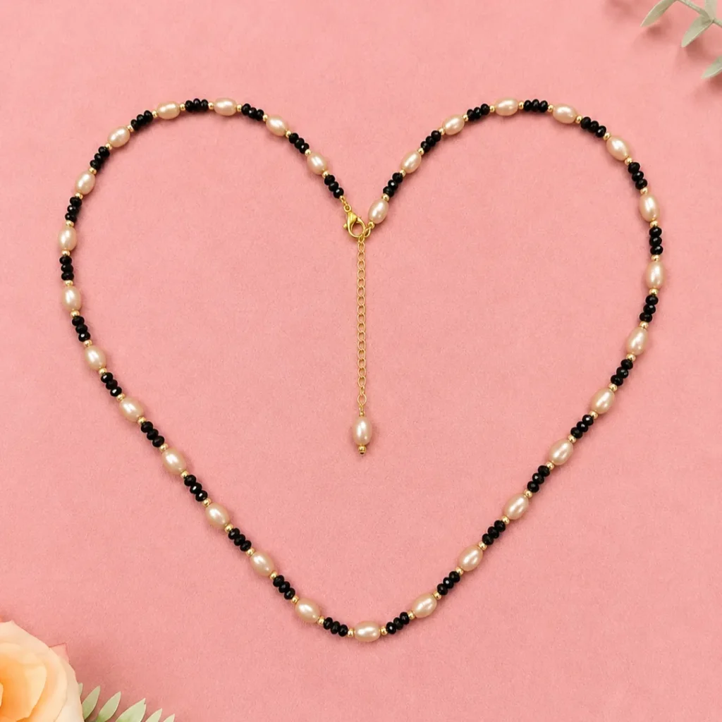 Classic Black & Rose Gold Beads Waist Chain