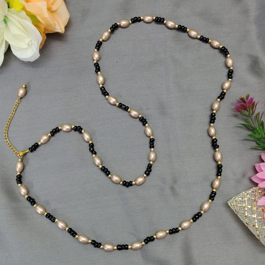 Classic Black & Rose Gold Beads Waist Chain