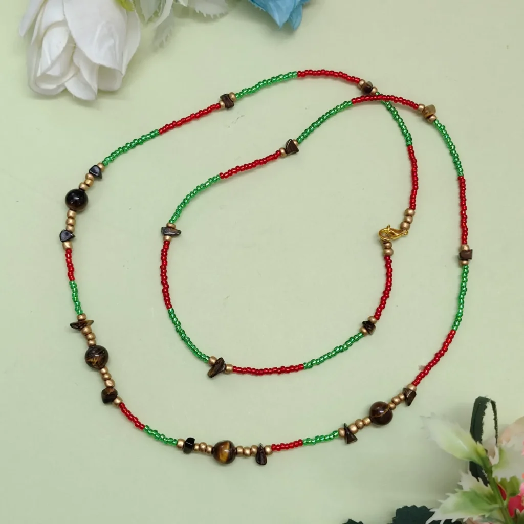 Crystal Beads & Brown Tiger Eye Waist Chain