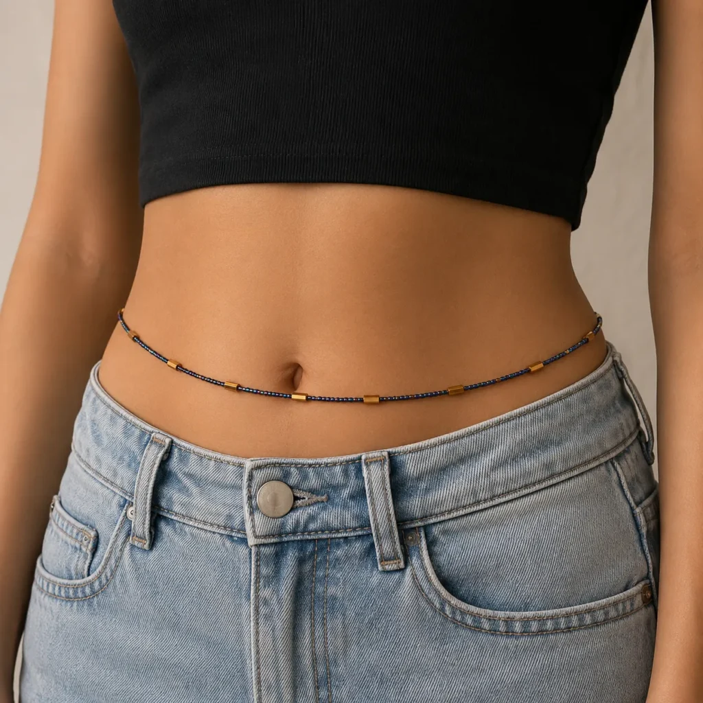 Boho Style Midnight Blue Beaded Waist Chain