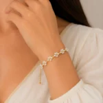 Floral Pattern Golden Beaded Bracelet