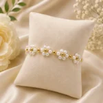Floral Pattern Golden Beaded Bracelet