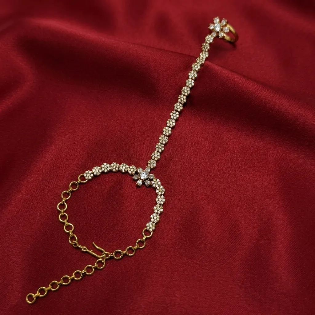 Traditional Floral Cubic Zirconia Hath Phool