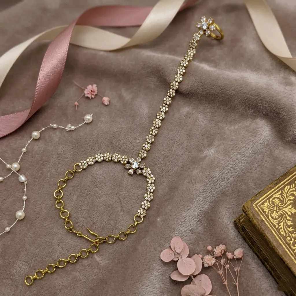 Traditional Floral Cubic Zirconia Hath Phool