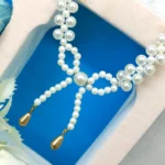 Stylish Pearl & Beaded Bow Necklace