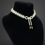 Stylish Pearl & Beaded Bow Necklace
