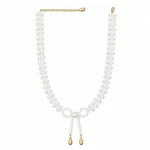 Stylish Pearl & Beaded Bow Necklace