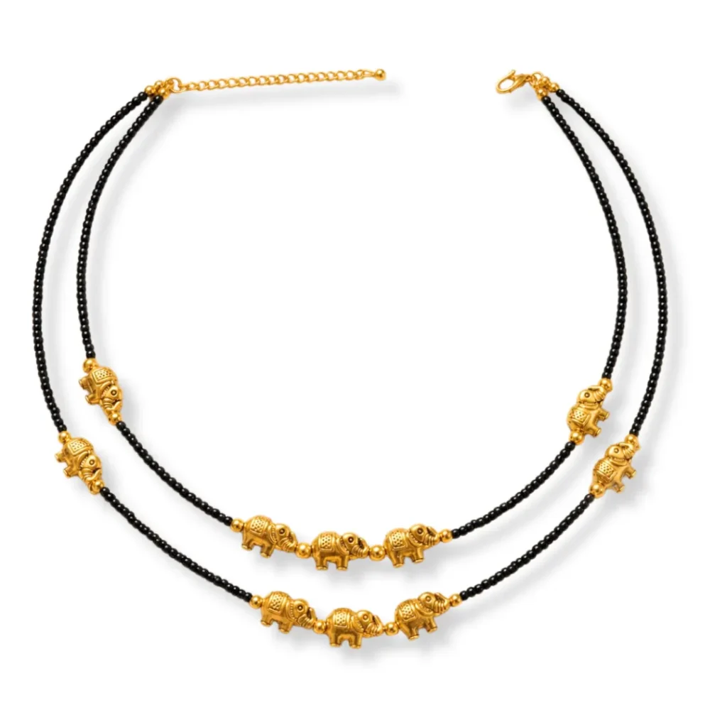 Gold-Tone Elephant Charm Dual Layer Necklace